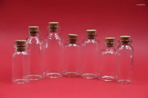 Bouteilles 5 pièces/lot 12ml 15ml 20ml 23ml 25ml 30ml 35ml 50ml, bouchon en liège transparent, flacons en verre, bocaux, conteneurs, Vase, Terrarium