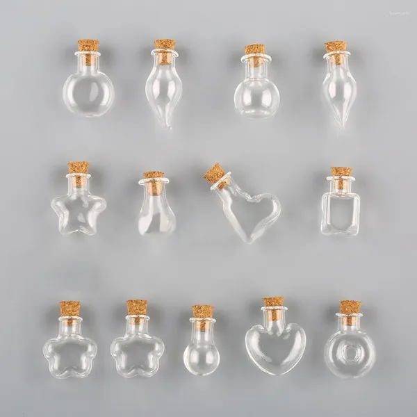 Bouteilles 5pcs mini verre souhaitant bouteille pendentif petit bouchon en bois transparent transparent transparent