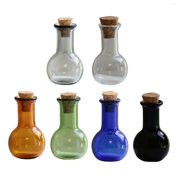 Botellas 6 piezas Mini vidrio con forma de bulbo de corcho Botella de deseos Frascos pequeños lindos