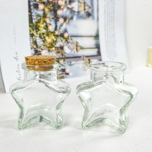 Bouteilles 6 pièces 60ml bouchon en verre en forme d'étoile souhaitant ornement artisanat pots cadeaux cadeau de mariage de noël flacons de stockage clairs