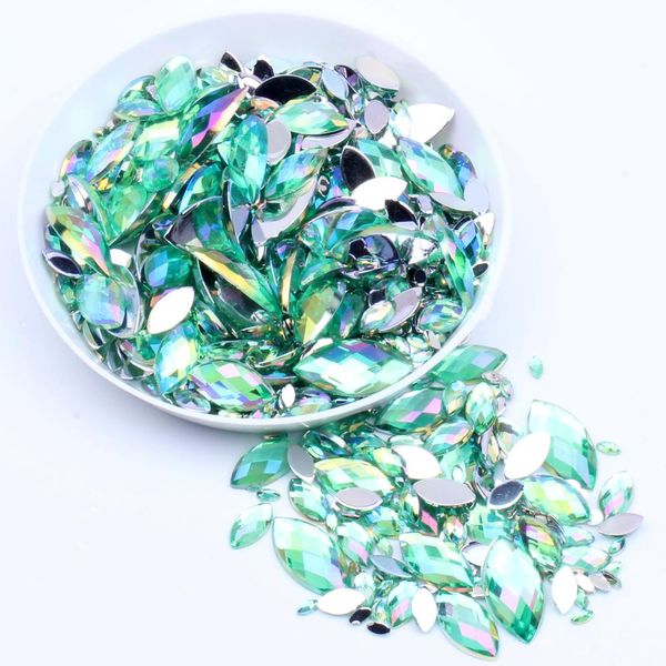 Botellas 6x12 mm 5000pcs AB Colors Facetas de tierra Marquesa Faceta plana Acrílico Drindo Strass High Shine Nail Art Decorations