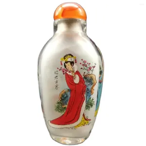 Flessen Een Fijne Figuur-stor Vintage Chinese Glazen Snuif Binnen Geschilderde Snuifdoos Geschenken Peking Kerst Glazuur Helder