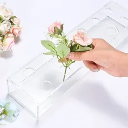 Bouteilles vase acrylique avec support de fleur unique léger Conteneur pratique anti-pause décoratif