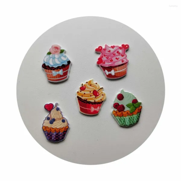 Botellas llega una variedad de copa de helado de fruta dulce plana de plástico postre de plástico cupcake cabujones de espalda para decoración de álbumes de recortes