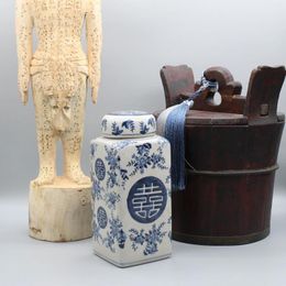 Pot en céramique bleu et blanc, bouteilles, décoration de la maison, accessoire de Table