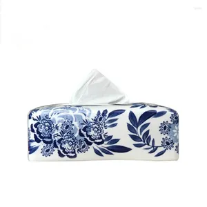 Boîte à mouchoirs en porcelaine bleue et blanche, bouteilles, salon, Table basse, personnage Xi, porte-serviettes/mouchoirs créatifs de bureau, maison