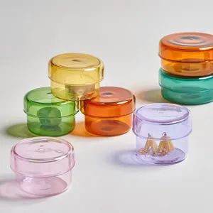 Flessen Borosilicaatpot Met Deksel Decoratieve Glazen Opslagcontainer Desktop Orangizer Kaars Kan Kantoordoos Maken