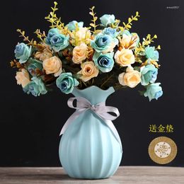 Flessen keramische vaas creatieve mode woonkamer eettafel tv -kast droge bloem arrangement ornamenten ampolle vetro potten