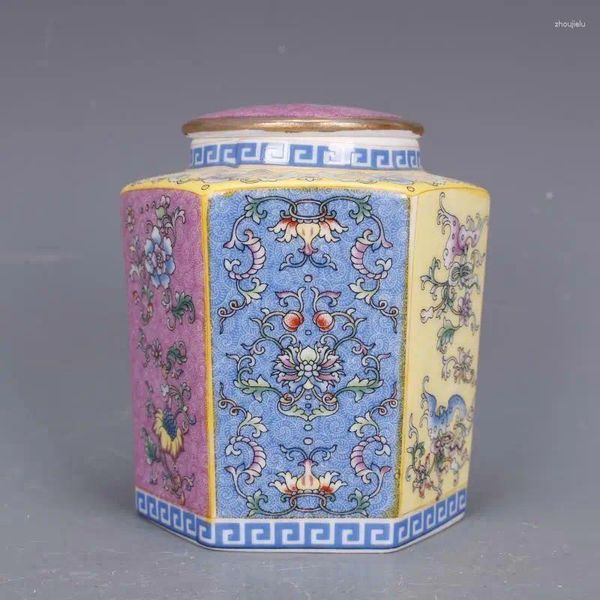 Bouteilles Pot en porcelaine émaillée de couleur chinoise, Pot de fleurs Qing Yongzheng, caddie à thé 3.9 pouces