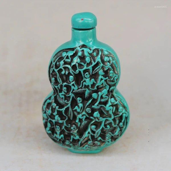 Bouteilles, travail manuel chinois, Turquoise sculpté, singe porte-bonheur