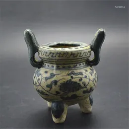 Bouteilles chinoises Ming, encensoir en porcelaine bleue et blanche, brûleur d'encens sur trépied Lotus, 5.12 pouces