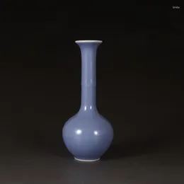 Bouteilles chinois Qing yongzheng glaçure bleue en porcelaine slub vase de forme 6,77 pouces