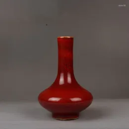 Bouteilles chinoises Qing Yongzheng Vase en porcelaine de glaze rouge 6,45 pouces