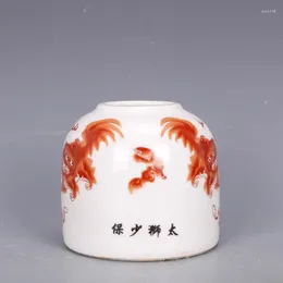 Bouteilles Style Chinois Famille Rose Pot En Porcelaine Lion Design Pot 3.43" Taishi Shaobao