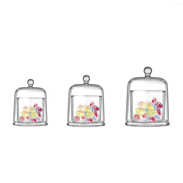 Bouteilles Cadeaux de bougette Cloche Glass Dome Cadeaux avec une affichage de bille de cloche d'ornement de table à poignée supérieure pour les plantes petites desserts
