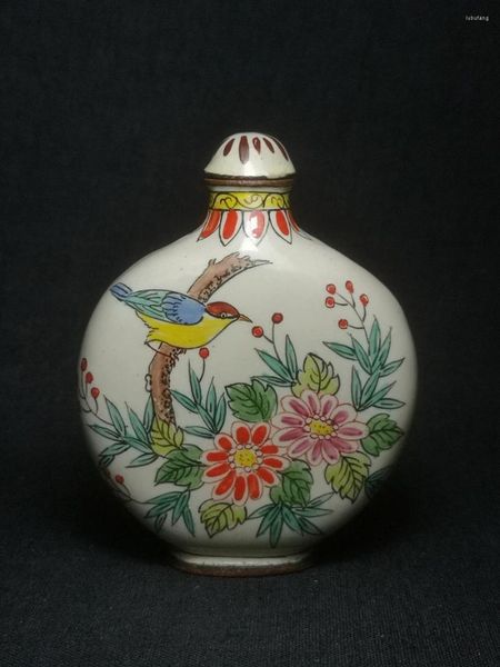 Flaschen-Sammlung Vintage Art China Cloisonne Malerei Blumen und Vögel Schnupftabak