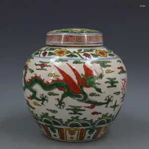 Bouteilles de bidons en céramique colorés Dragon avec ailes, Vases Vintage, récipient en pot bleu et blanc