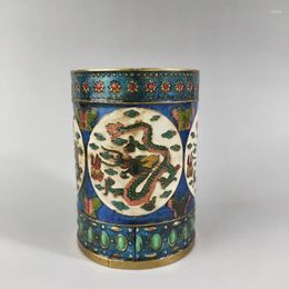 Bouteilles élaborées, Collection d'artisanat traditionnel chinois ancien, décoration de la maison, Dragon cloisonné, motif de bon augure, conteneur de stylos