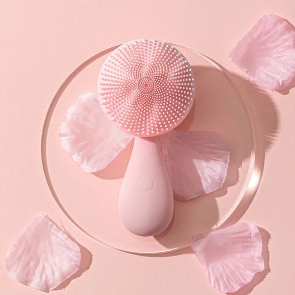 Botellas Cepillo limpiador facial de silicona eléctrico Cepillo masajeador facial recargable Vibrador Herramientas para el cuidado de la piel Cepillo de limpieza facial facial