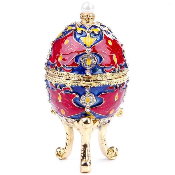 Boîte à bijoux en métal européen, bouteilles, porte-anneau de mariage créatif avec cadeau, pot de rangement en émail rouge, pot en alliage, décoration de maison, carft