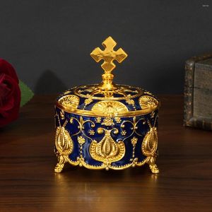 Bouteilles Boîte de bijoux de style européen avec croix de fleurs de rose clair luxe de luxe créative petite couleur mariage de décoration à la main de décor