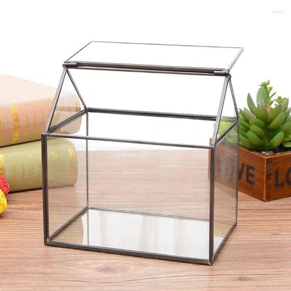 Bouteilles Géométrique Verre Terrarium Boîte À La Main Maison Forme Fermer Table Top DIY Affichage Planteur Fenêtre Pot De Fleur Avec Balançoire