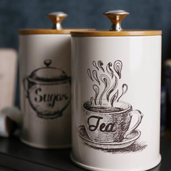 Bouteilles pots 3pcs Boîte de rangement de cuisine Cabiners Aliments Candouen Bamboo Coud Tea Coffee Super