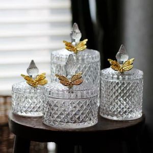 Garrafas frascos de vidro frasco de doces com tampa banhado a ouro borboleta jóias algodão cotonete caixa de vela transparente vidro frutas sobremesa caixa decoração de casa 230904