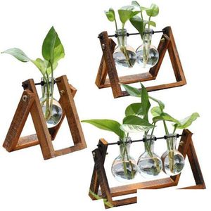 Botellas Frascos Nuevo florero de flores para la decoración del hogar Decoración de la sala de estar Contenedor de vidrio transparente Entrega de gotas Acentos de jardín DHS5N