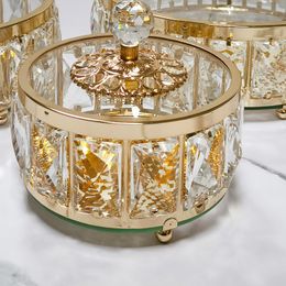 Flessen Potten Toples Penyimpanan Kaca Kristal Eropa Piring Buah Perhiasan Halus Kotak Lilin Penyeka Kapas Kosmetik Permen Ornamen Rumah 230904