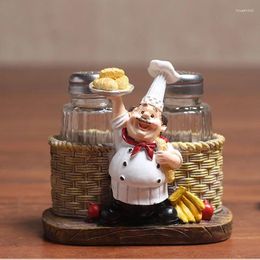 Bouteilles de cuisine Chef cuisinier poivre condiment bouteille modèle Statue Miniature Figurine cadeaux artisanat résine décoration de la maison accessoires BD85