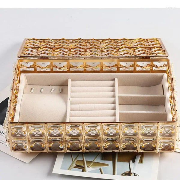 Bouteilles Luxury Luxury Crystal Square Boîte Collier Bagin de rangement Détrave Decoration de salle Europe