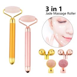 Bouteilles Masseur pour le visage électrique Jade Rouleau Natural Rose Quartz Gouache gratte-corps Massage du visage soulevant l'outil de soins de la peau du visage vibrant