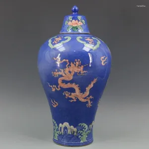 Bouteilles Ming Xuande neige bleu sol coloré Dragon prune Vase fait à la main Antique porcelaine ameublement en céramique pot de gingembre