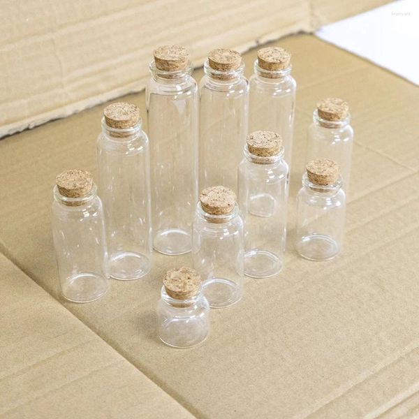 Botellas Mini con tapón de corcho, 10ml, 15ml, 20ml, 25ml, 30ml, 40ml, 50ml, 60ml, frascos de vidrio, Idea para boda, pequeña botella vacía, regalo, 6 uds.