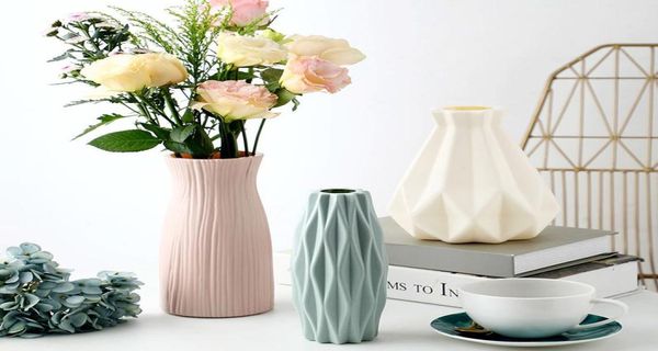 Bouteilles vases modernes décoration maison Imitation céramique Pot panier salon Arrangement de fleurs pot6732899