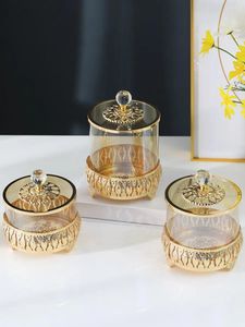 Bouteilles Pot de bonbons en cristal en métal nordique avec couvercle couvercle cuisine stockage des aliments récipient en verre boîte à thé accessoires de décoration pour la maison