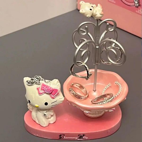 Bouteilles Po cadre Kitty Charmmy Style européen résine fleur boîte à bijoux anneau décoration jouet pour cadeaux de mariage décor à la maison