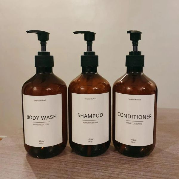 Bouteilles rechargeables gel de douche de shampooing ambre