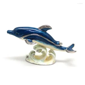 Bouteilles shinnygifts émail étanter mignon dolphin affichage statue en cristal bilan bijoux de bijoux