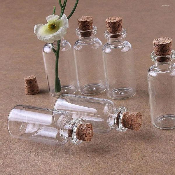 Bouteilles lisses transparentes de 10ml, résistantes aux hautes températures, Mini bouchon en liège, bouteille en verre, messages artisanaux, conteneurs de bocaux