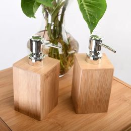 Bouteilles Savon Dispensateur Lotion Shampoing Dispensateur Holder Bottle Kitchen Bamboo Liquid Hand Soap Dispensver Pompe 230ml