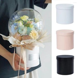Bouteilles de couleur unie, boîte d'emballage ronde Simple pour Bouquet Floral, petite boîte créative en carton Rose, fournitures de fête de la saint-valentin