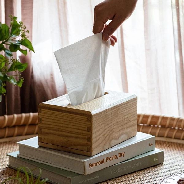 Bouteilles Boîte à mouchoirs en bois massif Rouleau de papier Stockage El Bureau Salon Extraction de serviettes