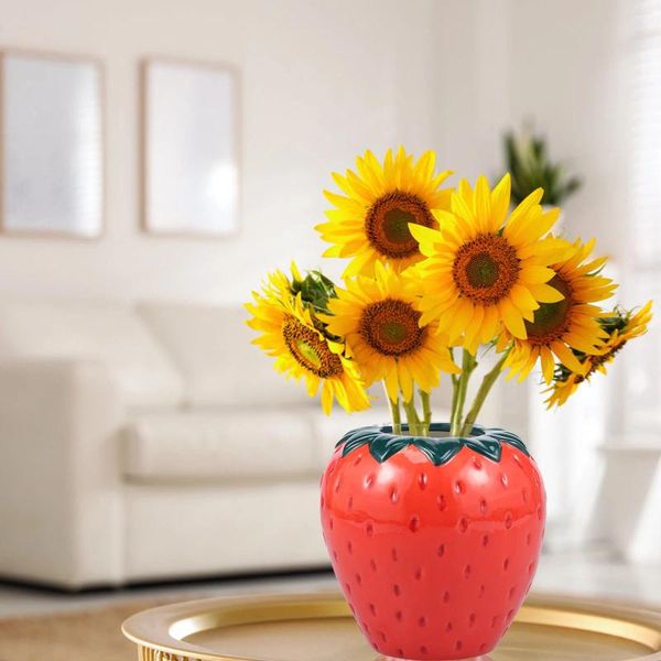 Bouteilles Vase de fraises Fleur en céramique mignon jardinière plante décorative pot Ornement vintage