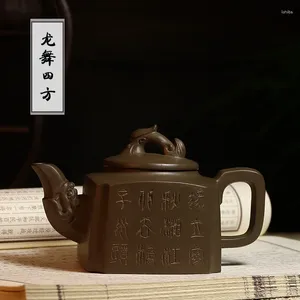 Bouteilles La théière Yixing Fanghu Dragon Quartet 220 ml de service à thé cadeau lot mixte personnalisé