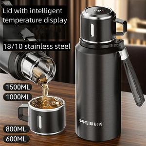 Flessen water roestvrijstalen thermosfles voor koffie met digitale deksel vacuüm thermische geïsoleerde beker kolfen reizen 231123