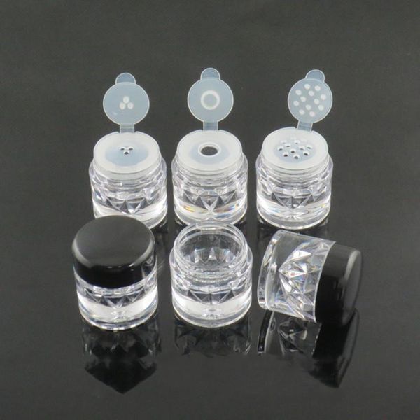 Botellas al por mayor 3g Diamond Clear Empry Cosmetic Tamiz Frascos de polvo suelto Contenedor Tapa de tornillo Botella DIY para herramientas de maquillaje