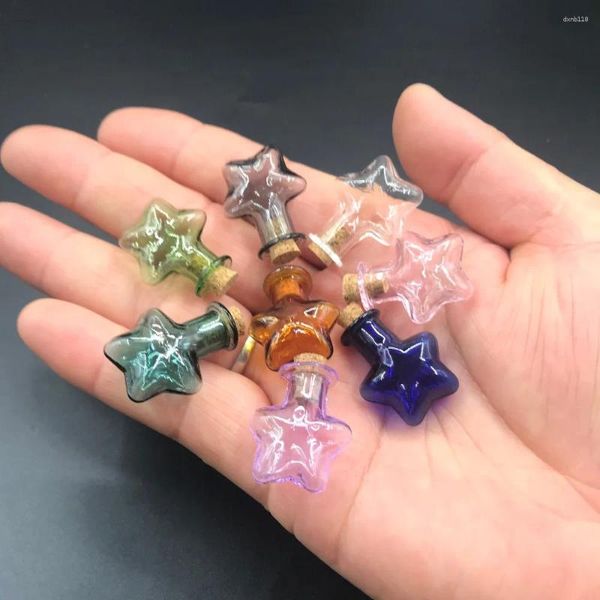 Bouteilles en gros 9 couleurs Mini verre forme d'étoile mignon avec bouteille en liège cadeau petits pots bricolage flacon pendentif décor 10 pièces