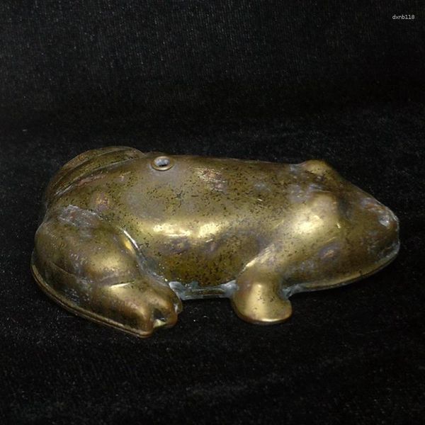 Bouteilles YIZHU CULTUER ART longueur 8 CM vieille chine Bronze fait à la main grenouille Statue goutte d'eau décoration cadeau Collection
